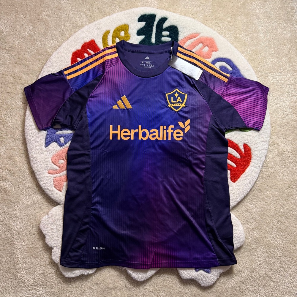 Adidas LA Galaxy 2024 Away Jersey Purple Blue Mens Size M Slim Fit Soccer Shirt